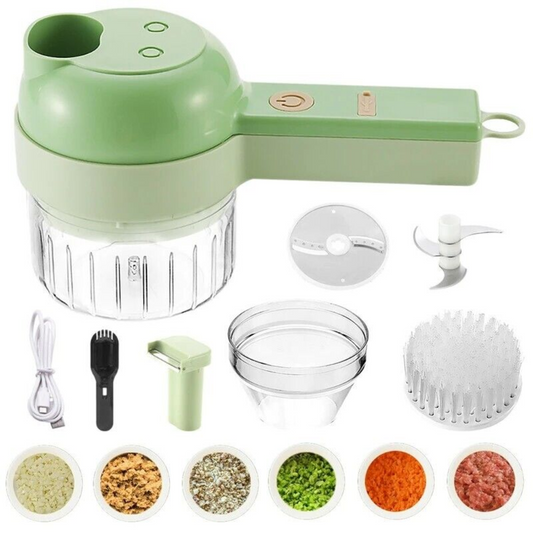 CORTADOR Y PROCESADOR ELÉCTRICO DE VERDURAS Y ALIMENTOS 4 EN 1.